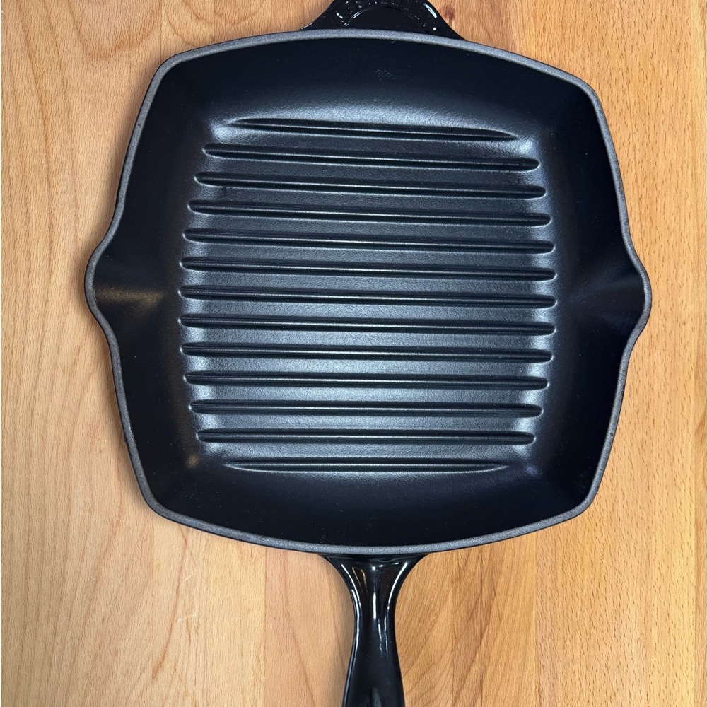 Le Creuset 26 Black Enameled Cast Iron Square Grill Pan Skillet Griddle Vtg